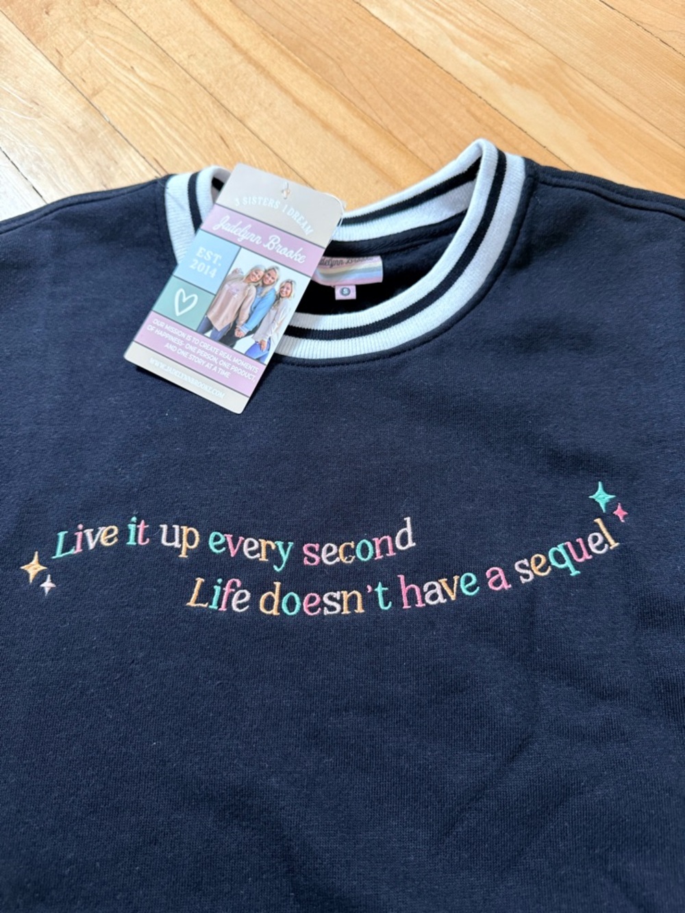 NEW Jadelynn Brooke Black Embroidered Inspirational Sweatshirt